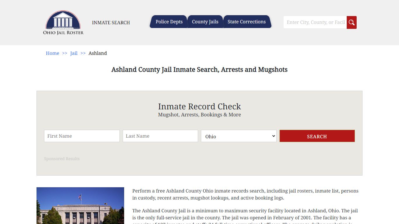 Ashland County Jail Inmate Search, Arrests and Mugshots